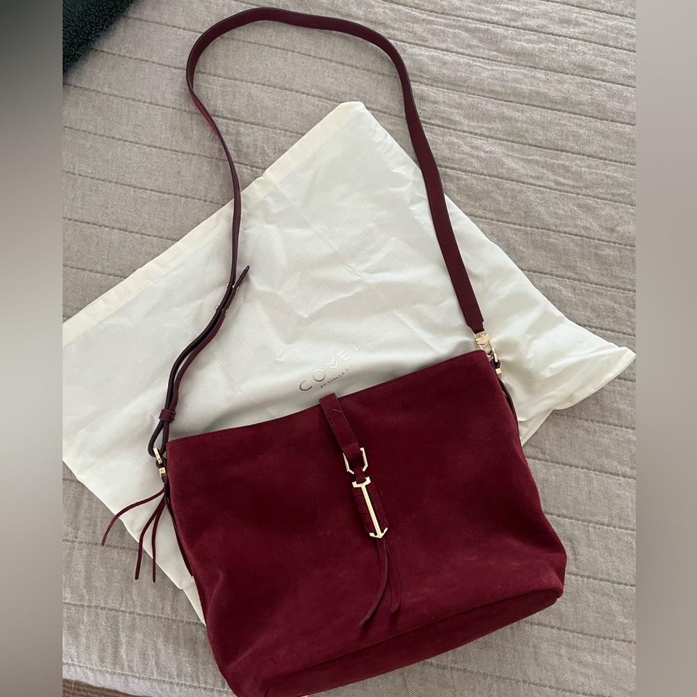 NEW Stella and Dot Sunday Velvet burgundy cross body